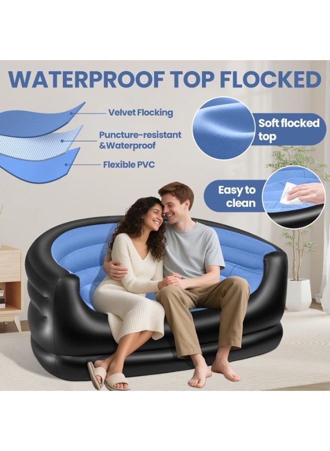 WALALLA Twin Size Inflatable Couch, Blow up couch, Flocked Surface Inflatable Chair, Portable Air Sofa Couch, Inflatable Bean Bag Chair, Waterproof Air Couch, Lazy Sofa for Camping with Air Pump - Image 4